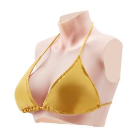 Silicone Breastplate D-Cup High Neckline Fake Breasts for Cosplay Drag Queen