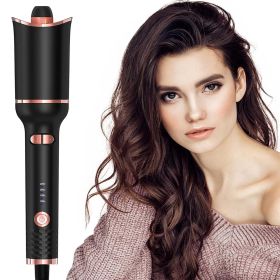 Automatic Curling Iron, Ceramic Ionic Auto-Rotating Hair Curling Wand with Anti-Stuck Technology - Black