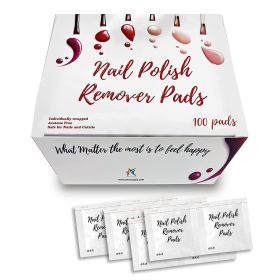 Nail Polish Remover Pads. Pack of 100 Remover Wipes. Non-Sterile Saturated Napkins 2-ply Kit. Non-Woven Cleansing Pads Set with Aloe; Panthenol.