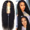 Black Hair Front Wig Lace Women's Brazilian Human Long Curly Wavy Hair Wig