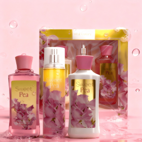 3pcs Set-Sakura Fragrance Shower Gel Set, Japanese Cherry Blossom 10 Fl.oz Shower Gel, 10 Fl.oz Body Lotion, 8 Fl. Oz Body Mist, A Three-piece Bath An (Option: Sweet Pea)