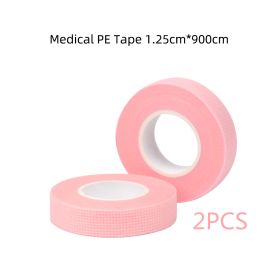 New Non-woven Silicone Gel Eyelash Tape Breathable Sensitive Resistant Microporous Eyelash Extension Color Tape Sticker Makeup (Color: 2PCS Pink PE-9m)
