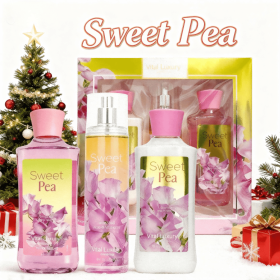 Christmas Gift Set 3-Piece Set, 10 Fl.oz Body Care Fragrance Set, Featuring Floral, Candy, And Sweet Pea Scents. Includes Scented Shower Gel, Body Lot (Option: Sweet Pea Scent)